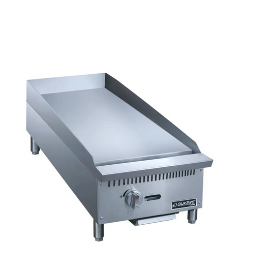 Dukers DCGMA12 12 in. W Commercial Countertop Gas Griddle, 1 Burner, NG/LPG 30,000 BTU 1 inch Plate with Manual Controls