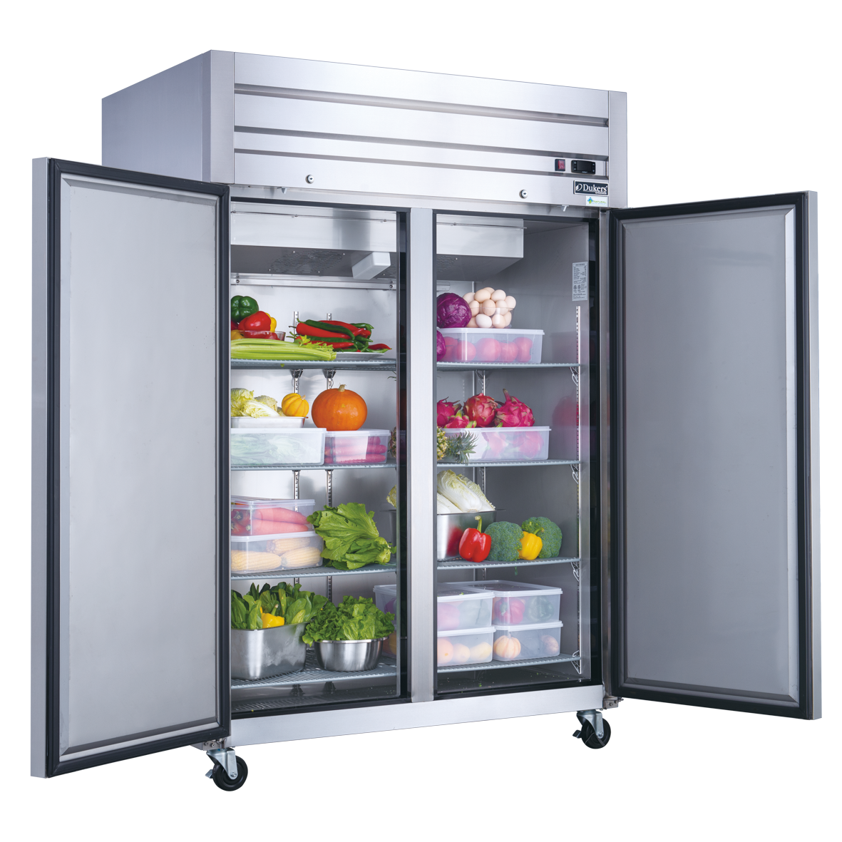 D55AF Commercial 2-Door Top Mount Reach In Freezer in Stainless Steel