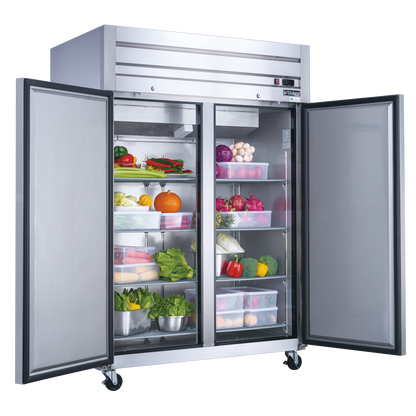 D55AF Commercial 2-Door Top Mount Reach In Freezer in Stainless Steel