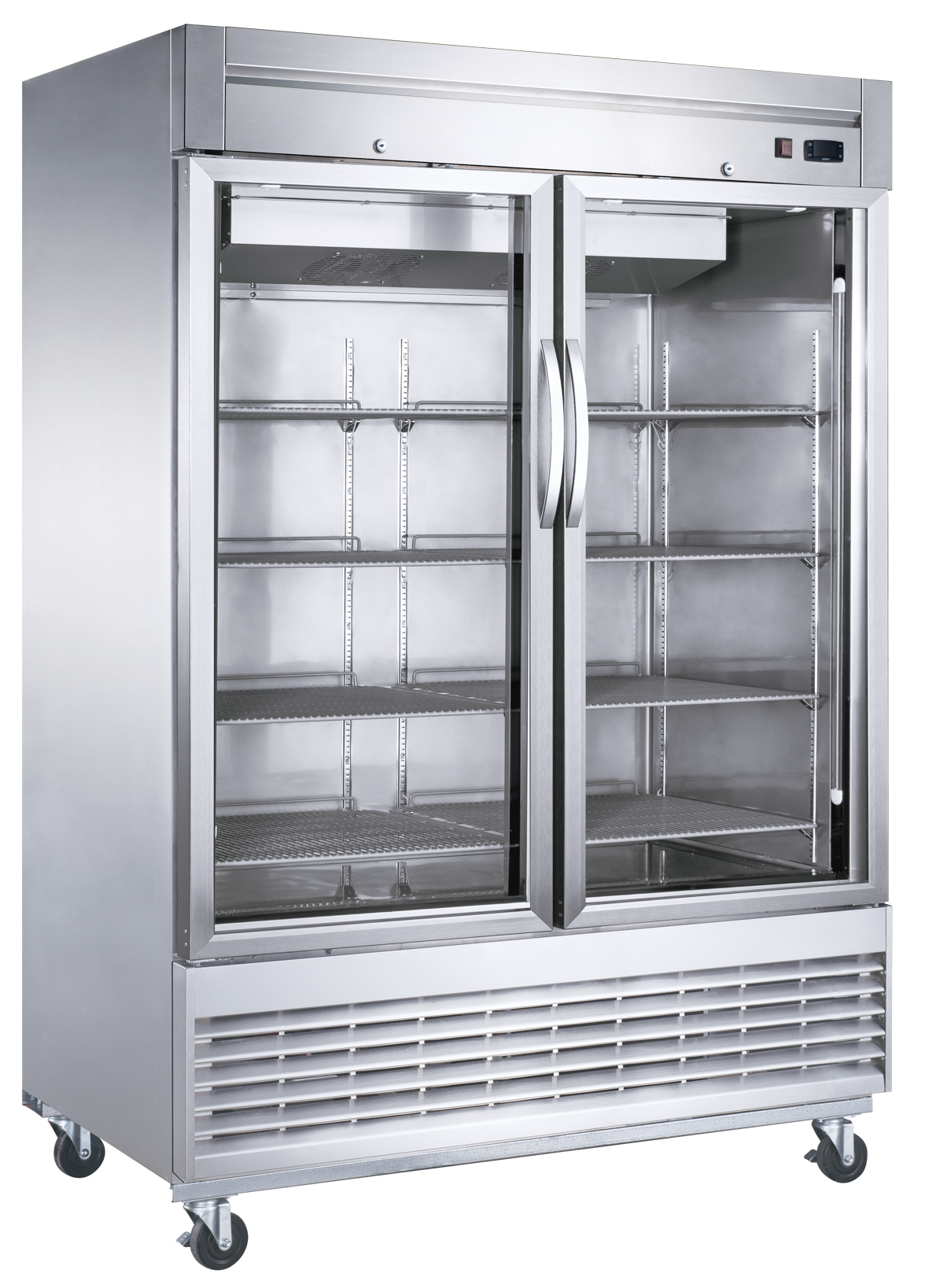 Dukers D55F-GS2 2 Glass Door Reach-in Stainless Steel Freezer