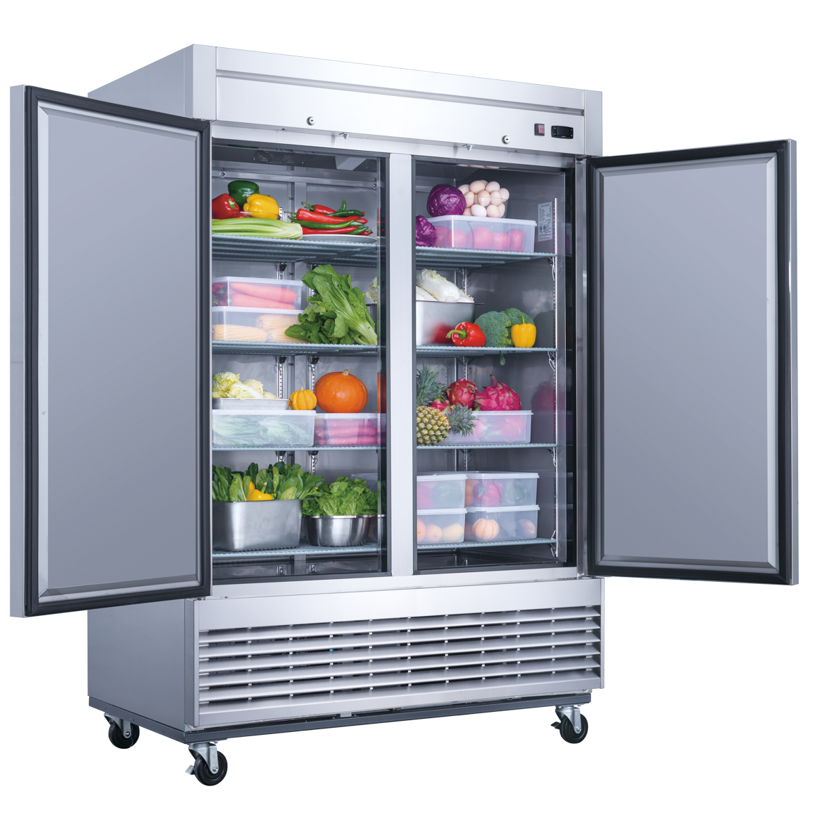 D55F 2-Door Commercial Reach In Freezer in Stainless Steel