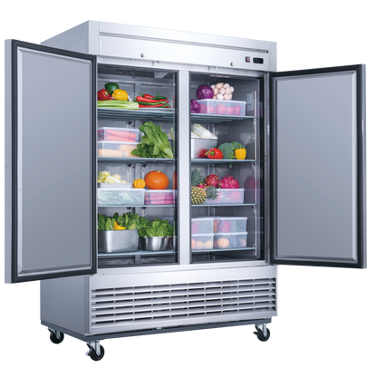 D55F 2-Door Commercial Reach In Freezer in Stainless Steel