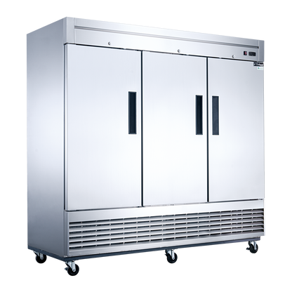 D83R 3-Door Commercial Reach In Refrigerator in Stainless Steel