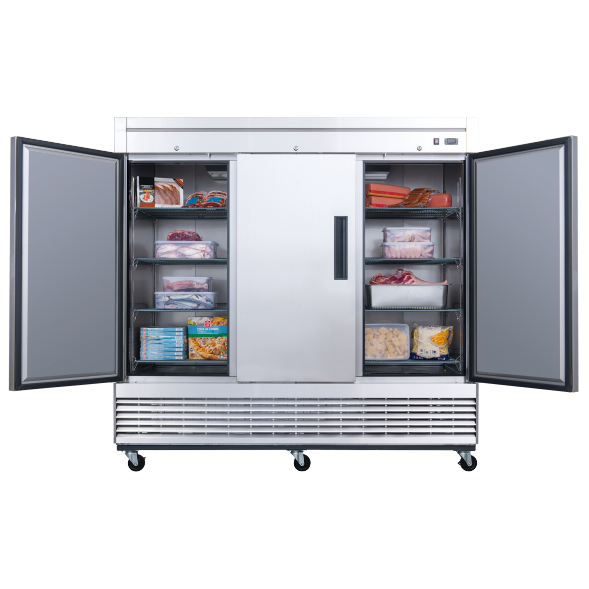 D83R 3-Door Commercial Reach In Refrigerator in Stainless Steel