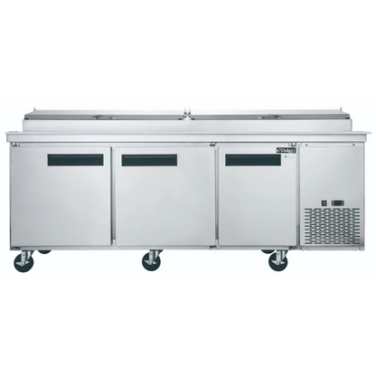 DPP90-12-S3 Commercial 3-Door Pizza Prep Station Table Refrigerator