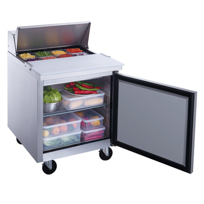 DSP29-8-S1 1-Door Commercial Food Prep Station Table Refrigerator in Stainless Steel