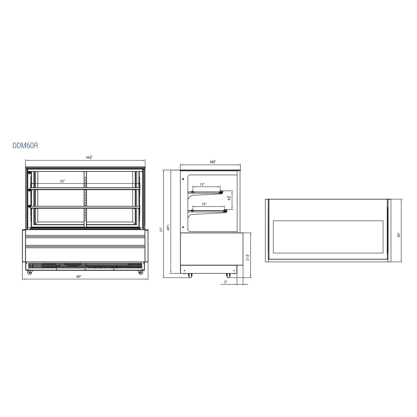 DDM60R - Straight Glass 60" Cake Showcase