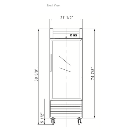 Dukers D28F-GS1 Bottom Mount Glass Single Door Commercial Reach-in Freezer