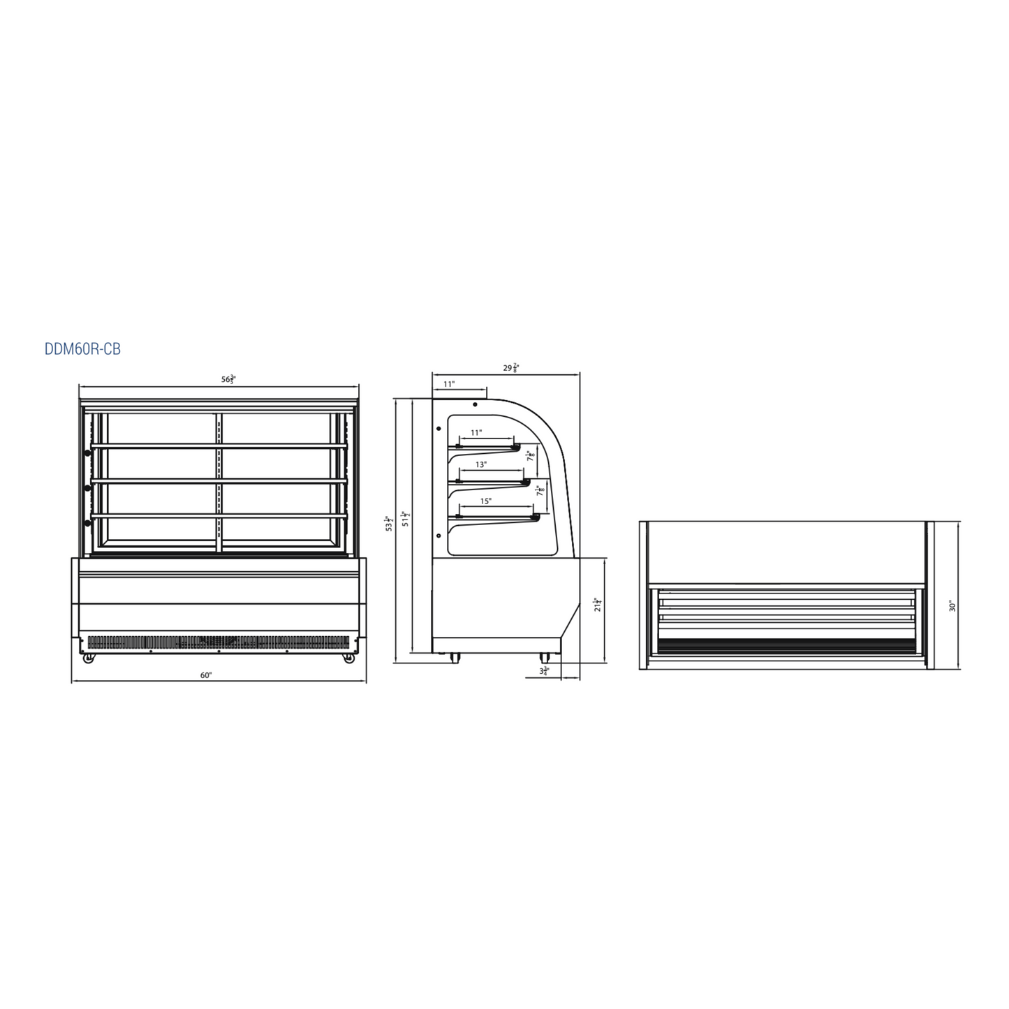 DDM60R-CB Curved Glass 60" Cake Showcase