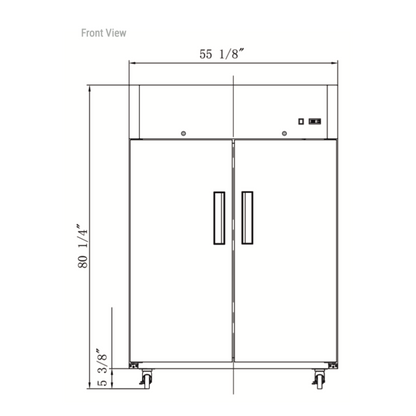 D55AF Commercial 2-Door Top Mount Reach In Freezer in Stainless Steel