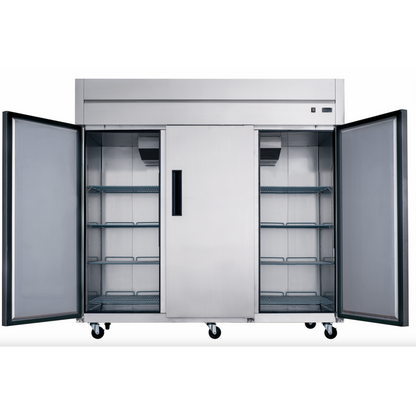 D83AR Commercial 3-Door Top Mount Refrigerator in Stainless Steel