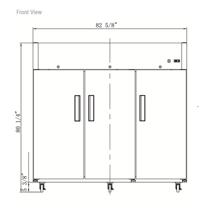 D83AR Commercial 3-Door Top Mount Refrigerator in Stainless Steel