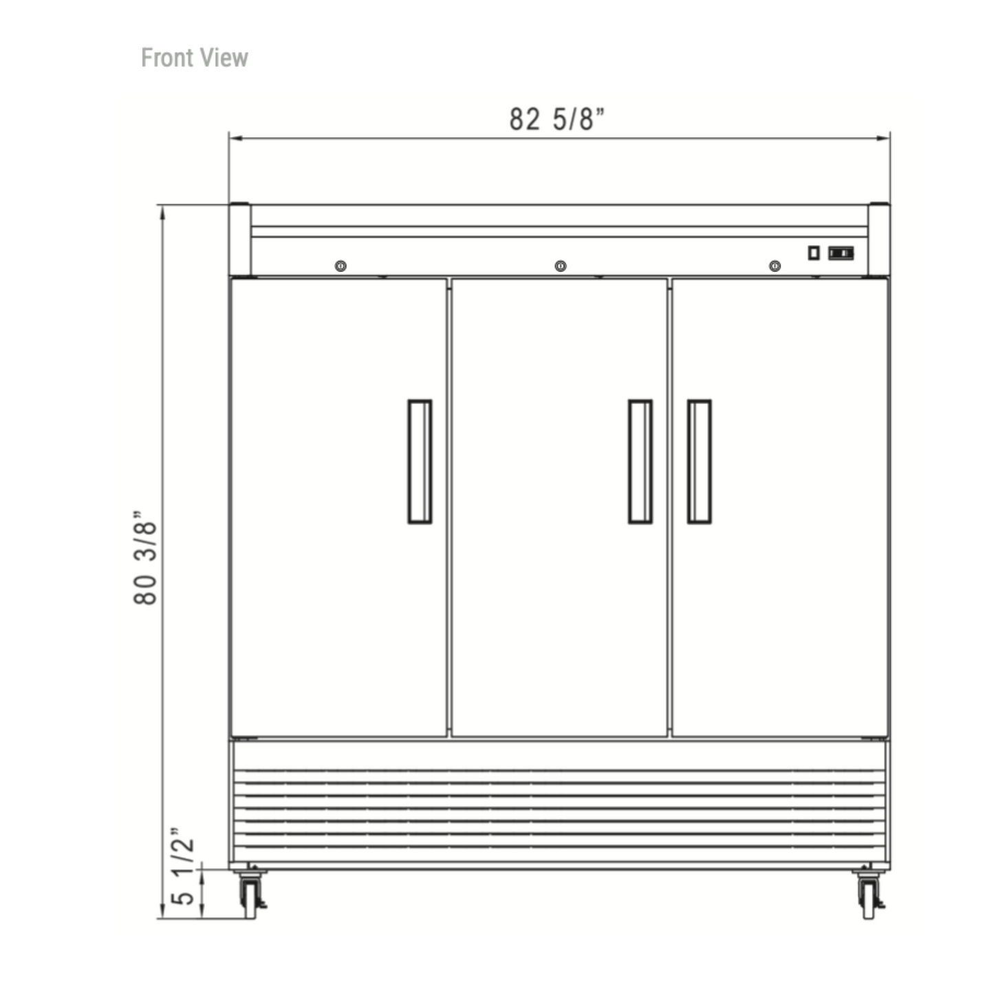 D83R 3-Door Commercial Reach In Refrigerator in Stainless Steel