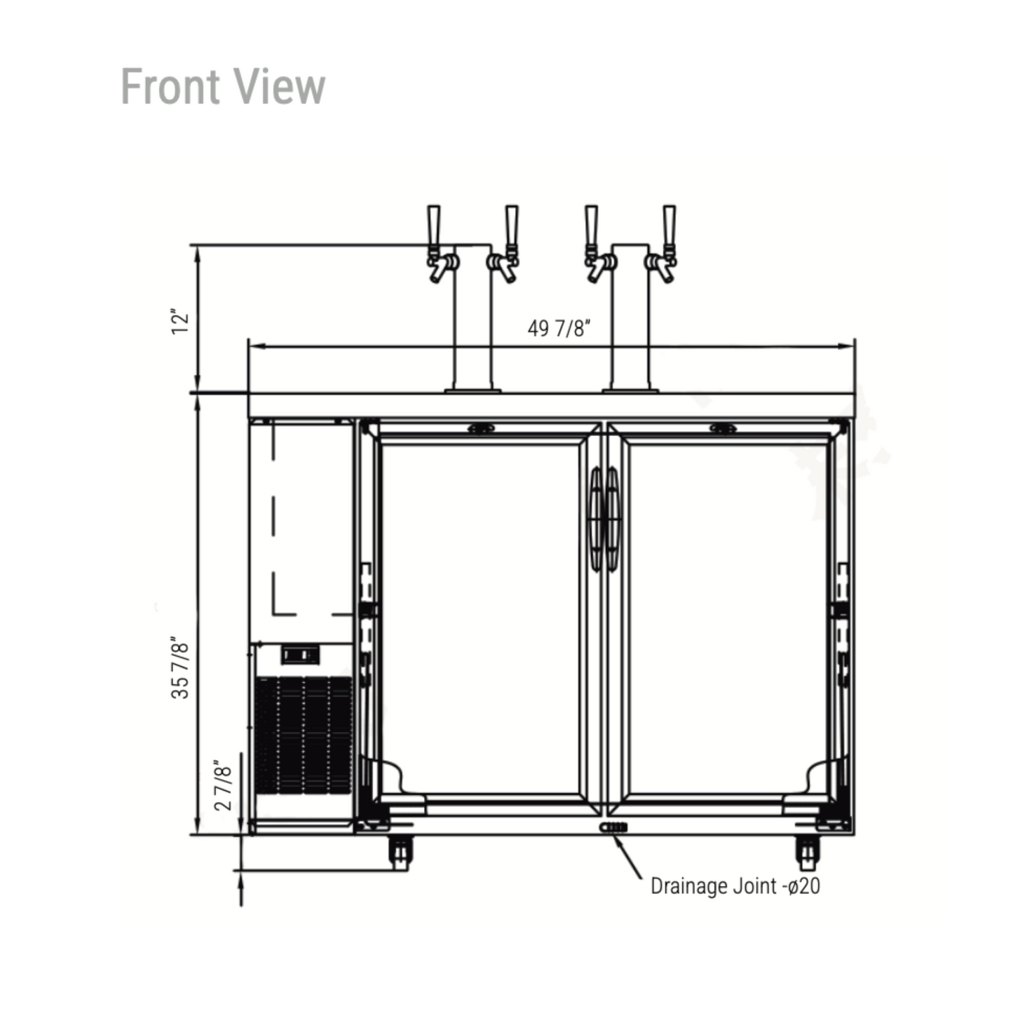 Dukers - DKB48-M2 Commercial Dual Tap Kegerator Beer Dispenser