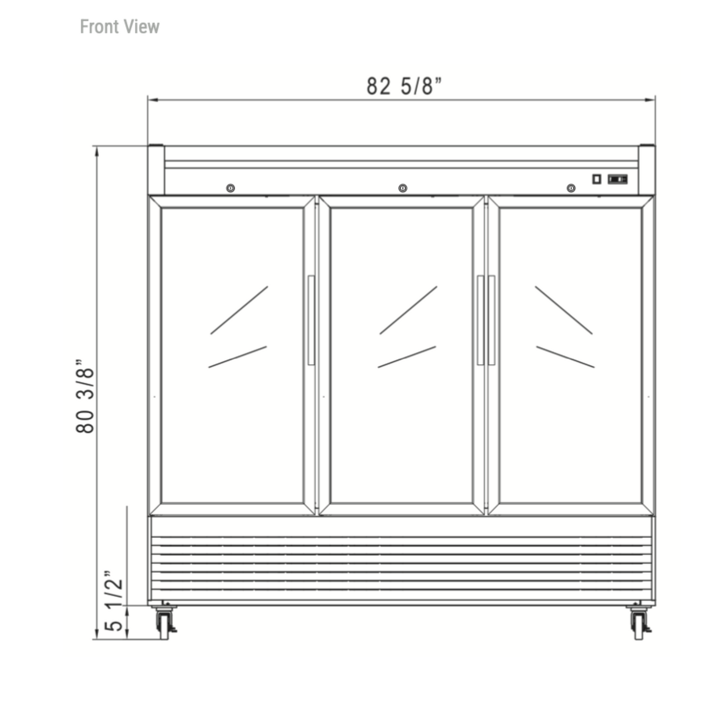 D83R-GS3 Bottom Mount Glass 3-Door Commercial Reach-in Refrigerator