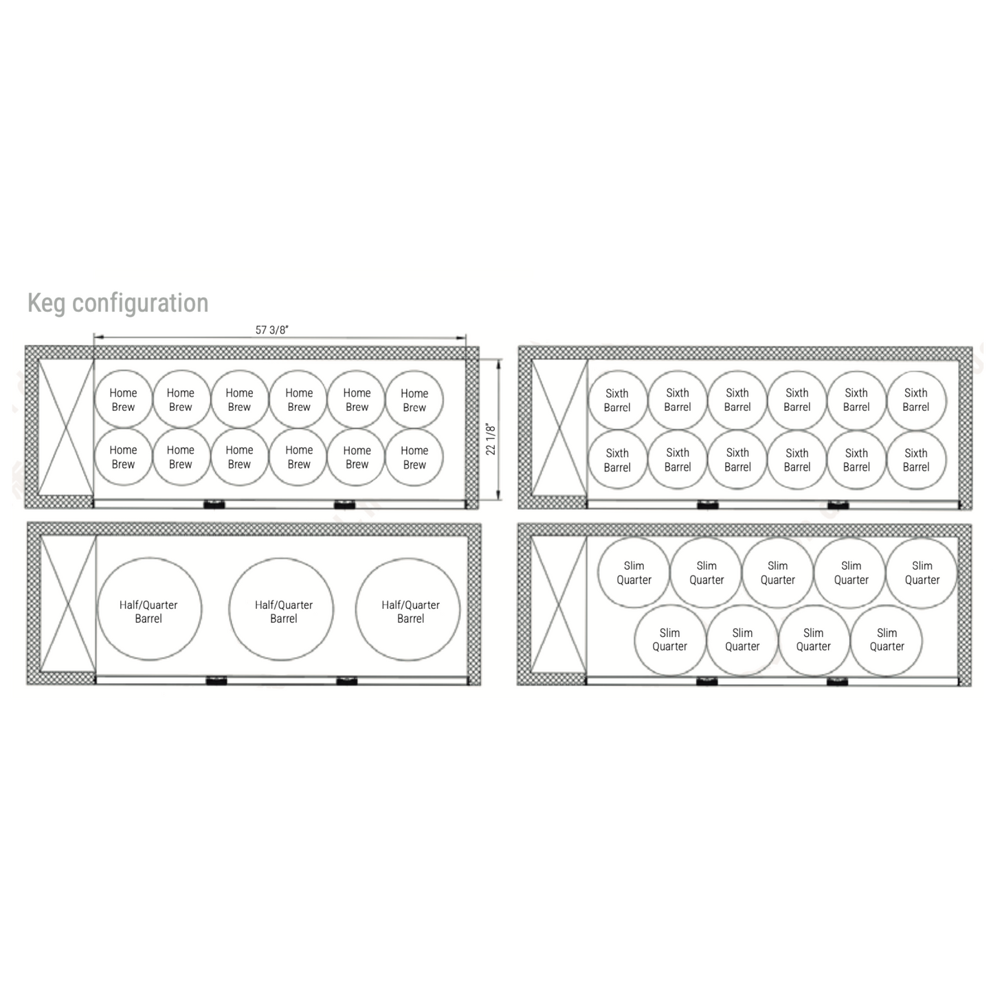 DKB72-M3 Dual Tap Three Door Kegerator Beer Dispenser