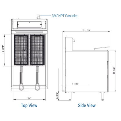 DCF4-LPG Liquid Propane Gas Fryer with 4 Tube Burners