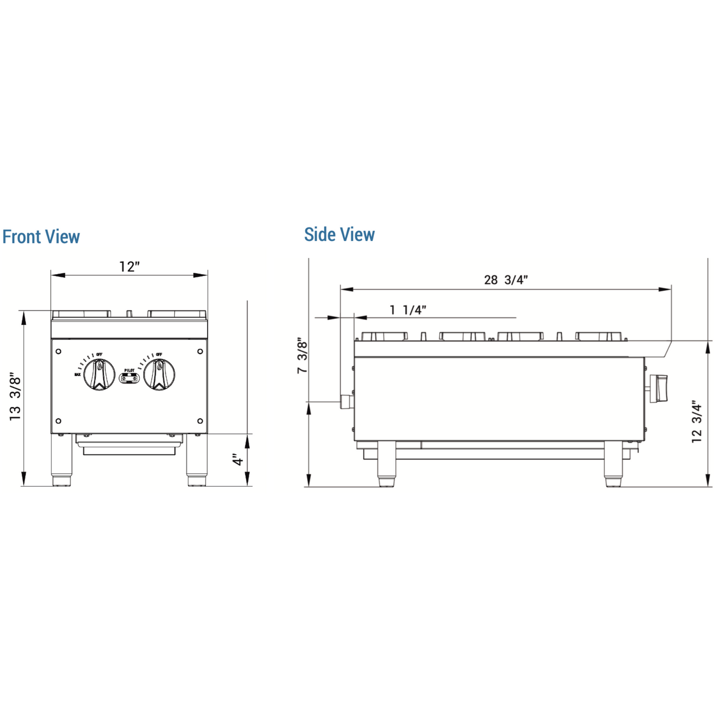 Dukers Two Lift-Off Burner Hot Plate DCHPA12