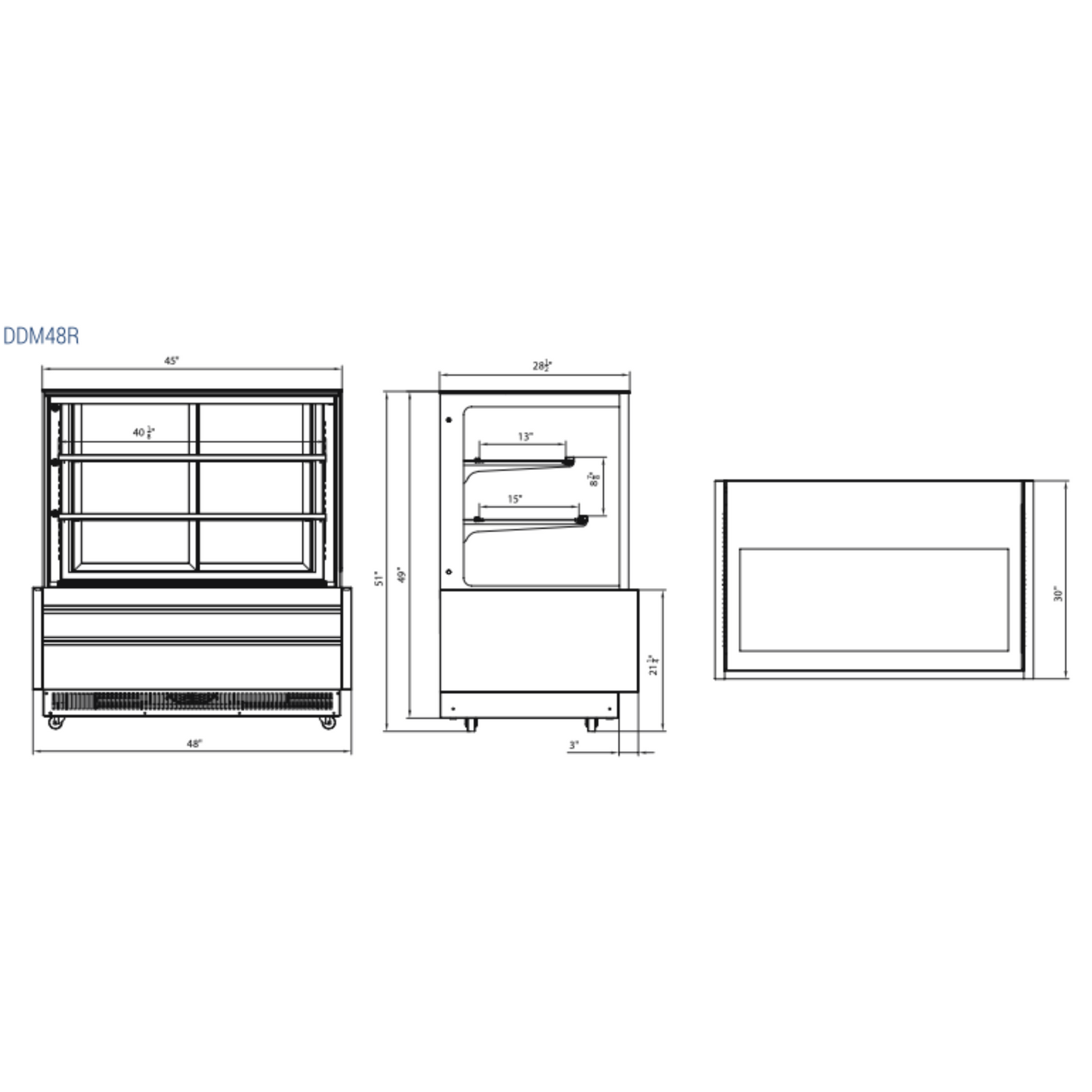 DDM48R - Straight Glass 48" Cake Showcase