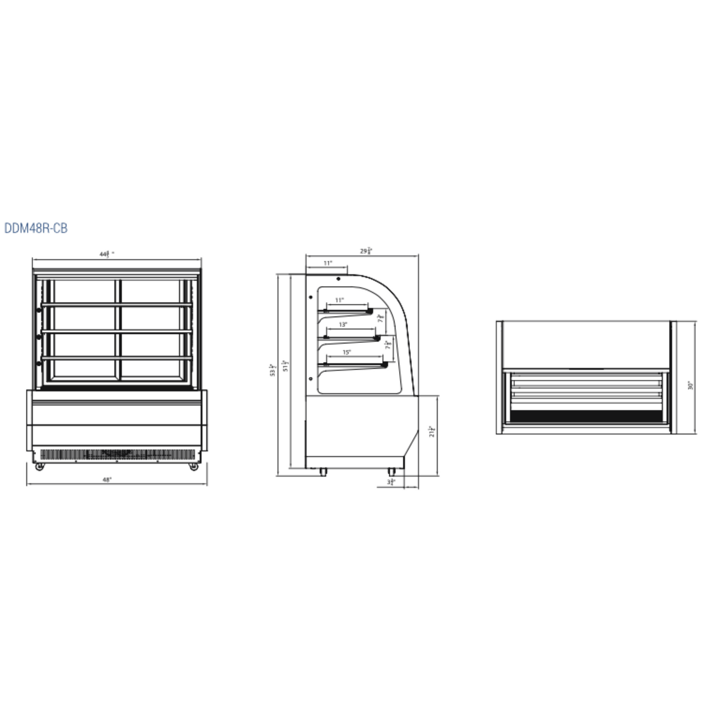 DDM48R-CB Curved Glass 48" Cake Showcase