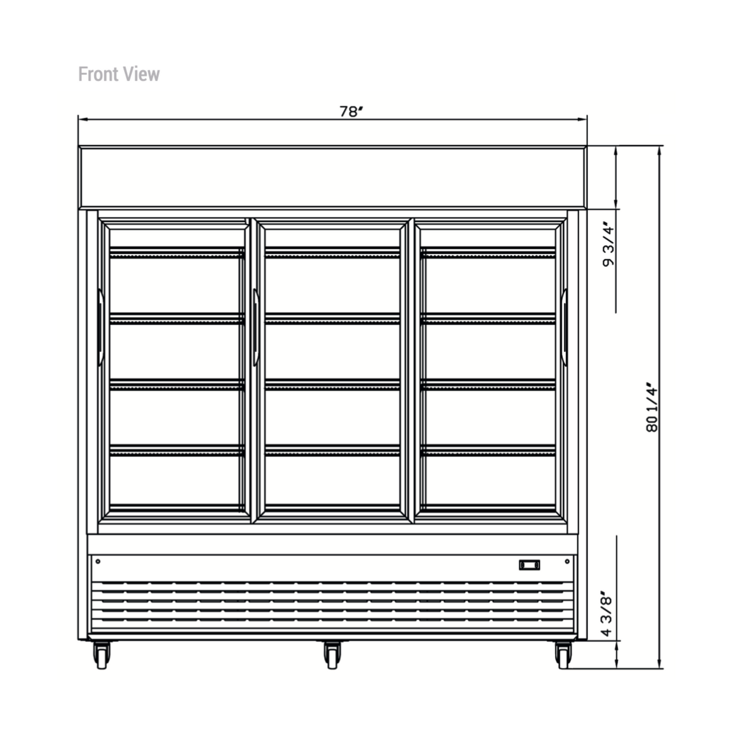 DSM-68SR Commercial Glass Sliding 3-Door Merchandiser Refrigerator