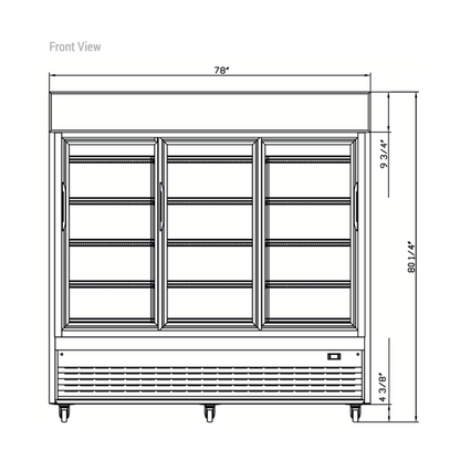 DSM-68SR Commercial Glass Sliding 3-Door Merchandiser Refrigerator