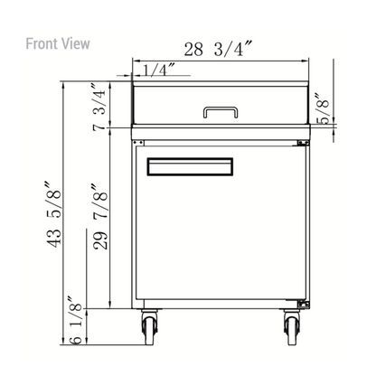 DSP29-8-S1 1-Door Commercial Food Prep Station Table Refrigerator in Stainless Steel