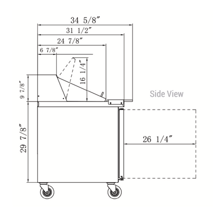 DSP29-12M-S1 Single Door Salad Prep Station Refrigerator