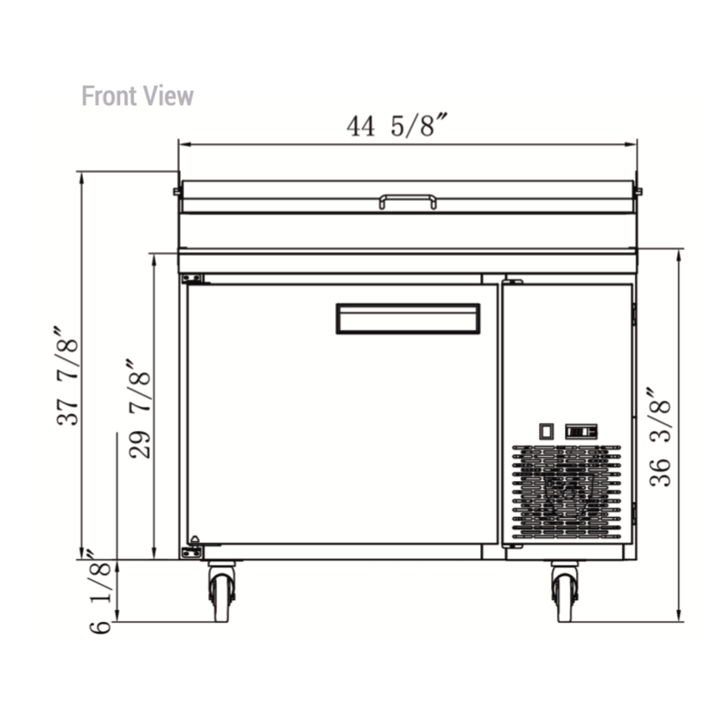 DPP44-6-S1 Commercial Single Door Pizza Prep Station Table Refrigerator