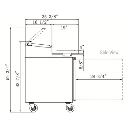 DPP44-6-S1 Commercial Single Door Pizza Prep Station Table Refrigerator