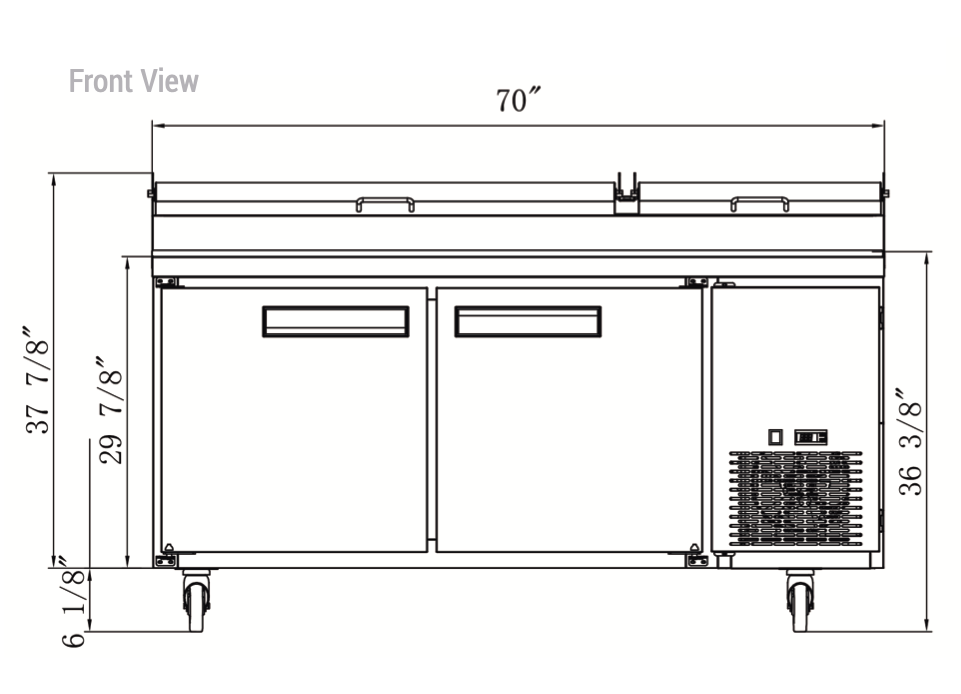 DPP70-9-S2 Commercial 2-Door Pizza Prep Table Refrigerator