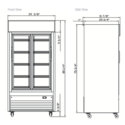 DSM-32SR Commercial Glass Sliding 2-Door Merchandiser Refrigerator