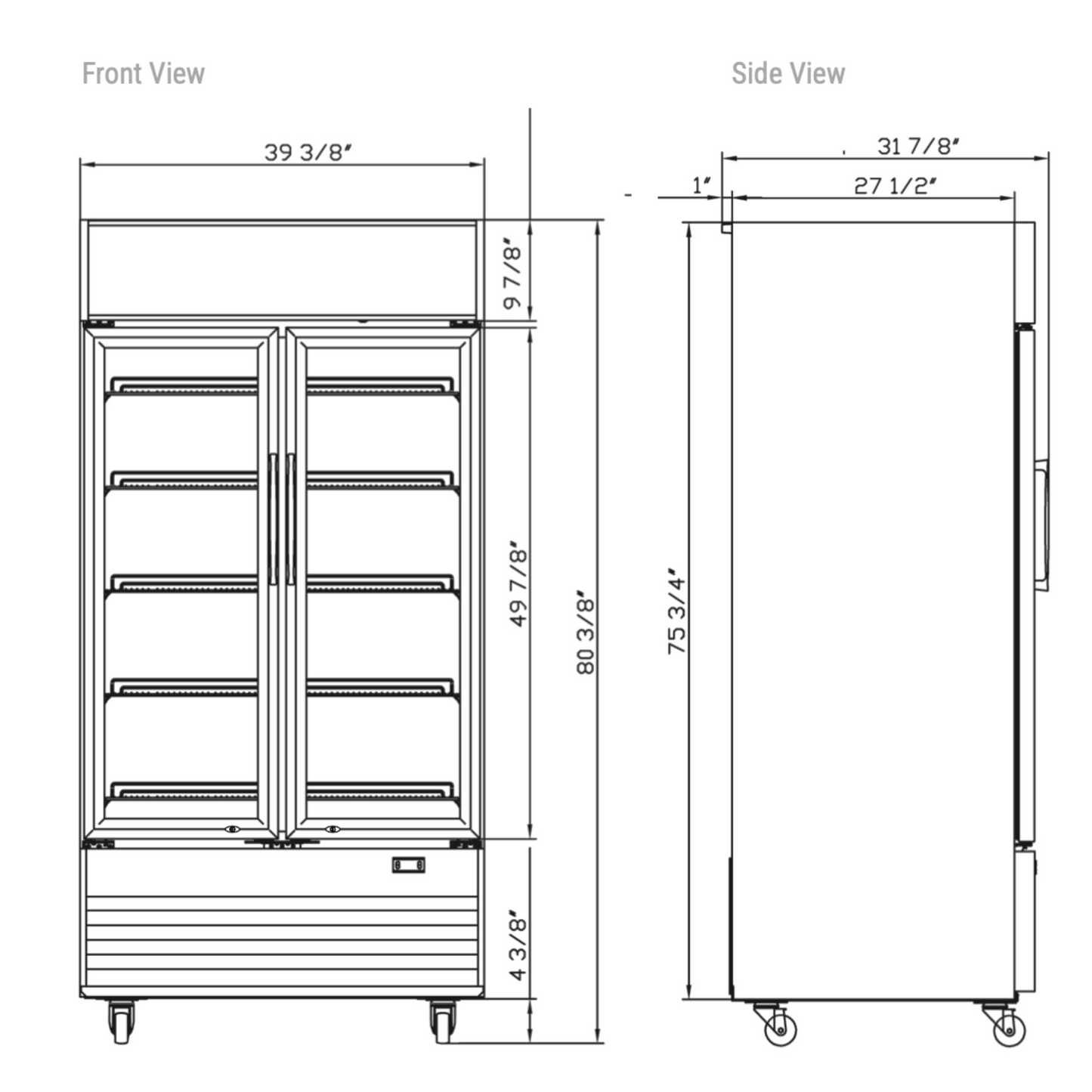 DSM-41R Commercial Glass Swing 2-Door Merchandiser Refrigerator